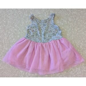 Baby Gap 6-12mo Pink & Gray Tulle Sleeveless Dress Floral
